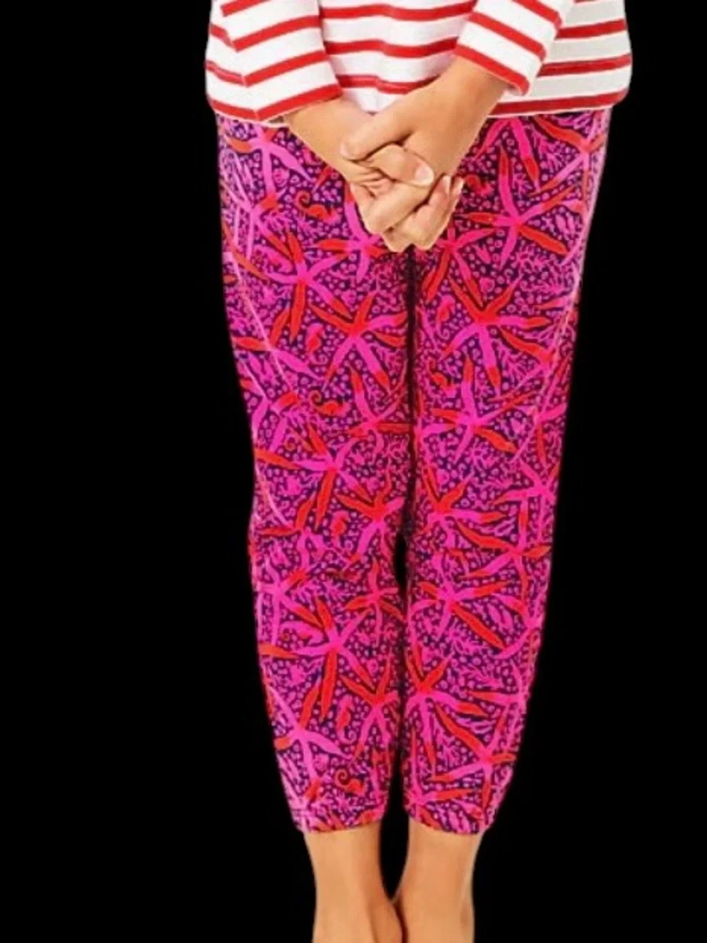 Lilly Pulitzer Mini Mallie Terry Pant in Passion Fruit Pink Star Searching Sz M